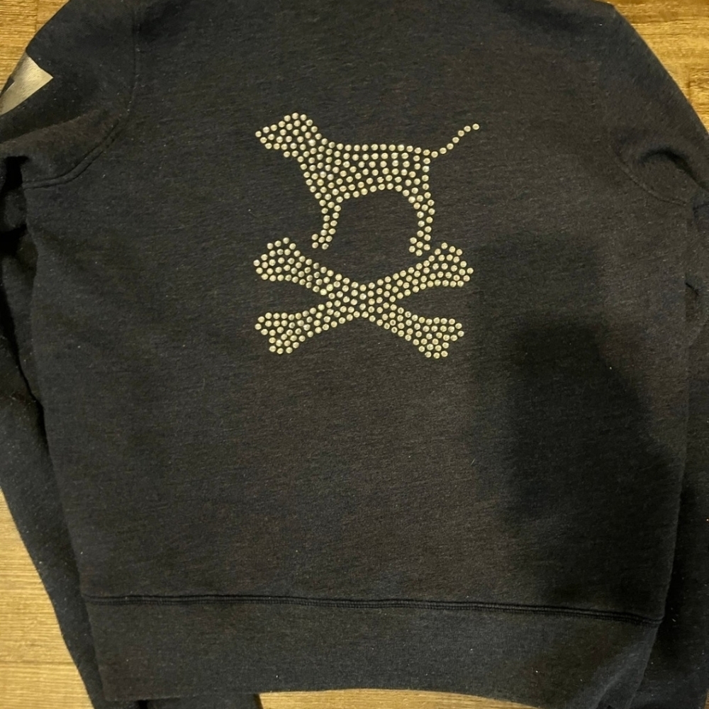 Victoria's Secret Pink Love Pink Rock n' Roll Navy & Silver Bling Sequin Zip up.